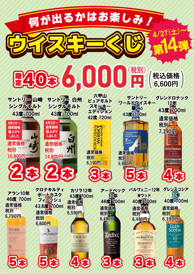 4月27日】土曜日より！ウイスキーくじ開催します！ – 酒匠さんそう